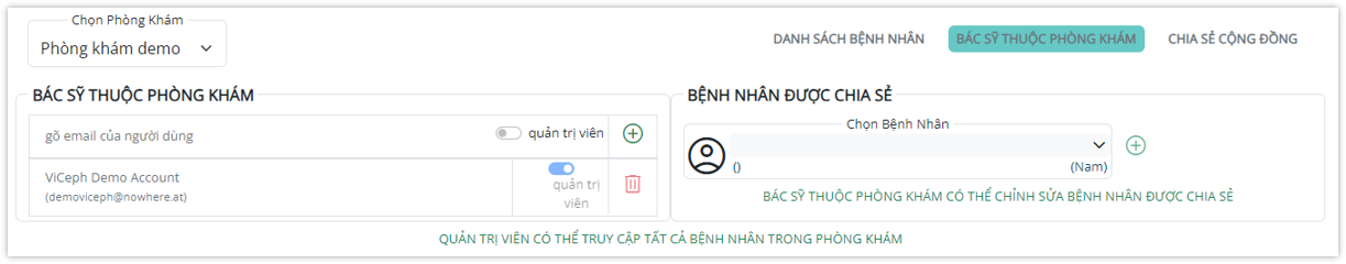 Cập nhật thông tin bác sĩ thuộc phòng khám