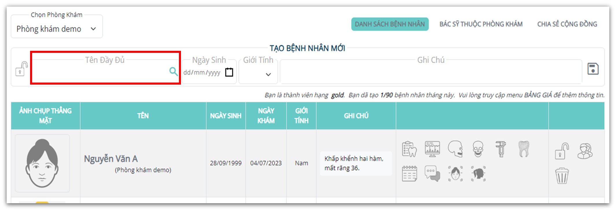 Lưu trữ ảnh mẫu hàm 3D - Chọn bệnh nhân