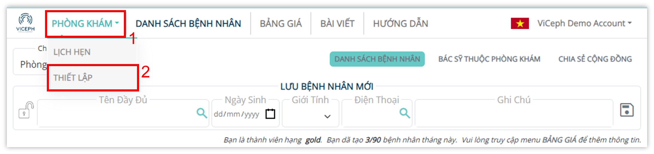 Mã hóa dữ liệu bệnh nhân - Thiết lập phòng khám