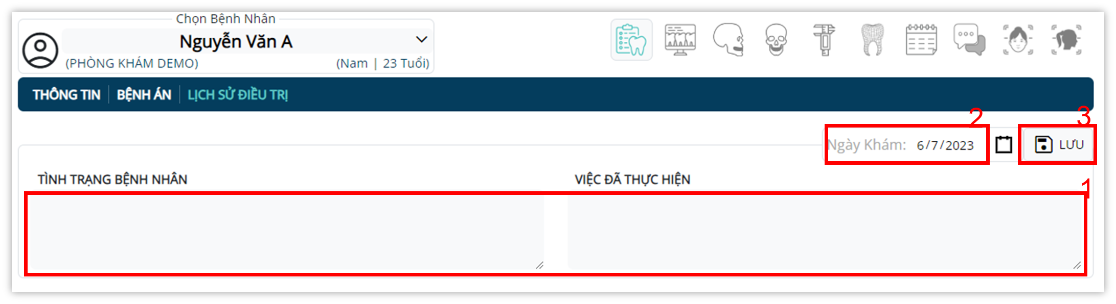 Tạo bệnh án mới - Cập nhật kế hoạch điều trị